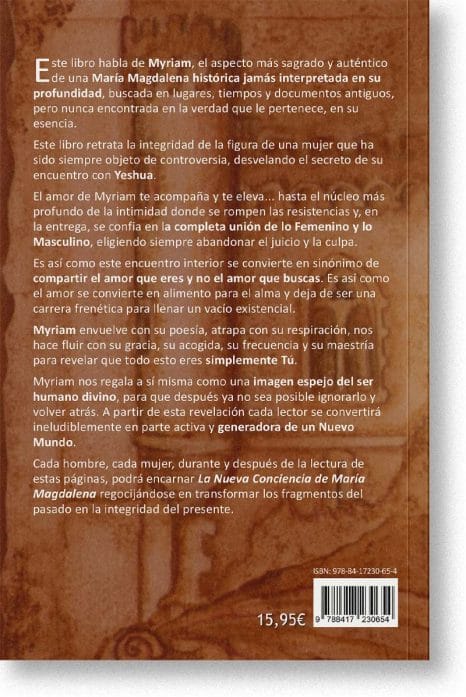 Contraportada del libro La Nueva Conciencia de María Magdalena